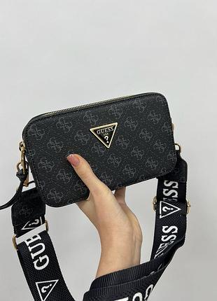 Жіноча черная сумка з широким ремнем через плече   🆕 сумка кросс боди