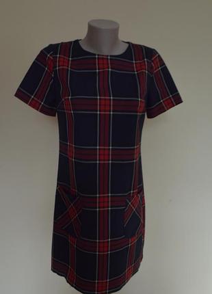 Красивое практичное брендовое платье в клеточку размер 10.