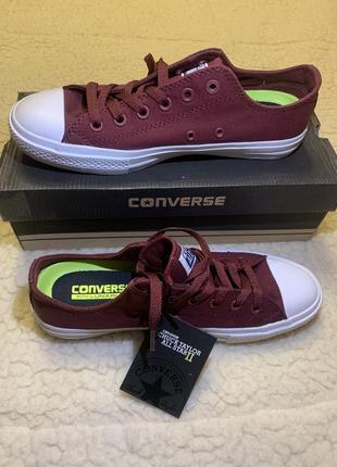 Топ☝️ кеди converse lunarlon chuck taylor all star 2 бордо шкільні тнф tnf підліткам жіночі чоловічі