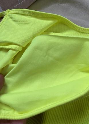 Яркий неоновый боди в рубчик, салатовый боди от bershka