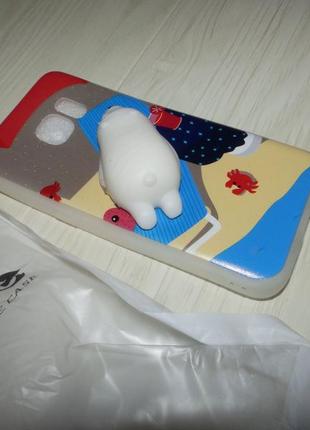 Чохол 3d для samsung galaxy s6 силіконовий білий ведмідь на пляжі антистрес2 фото