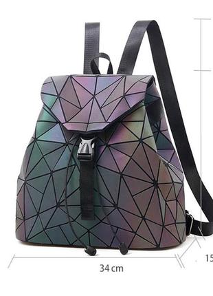 Рюкзак женский bao bao треугольники голографический (флуоресцентный) хамелеон светящийся2 фото