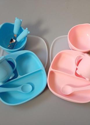 Набір дитячого посуду з харчового силікону