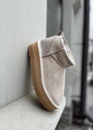 Ugg ultra mini light grey suede platform2 фото