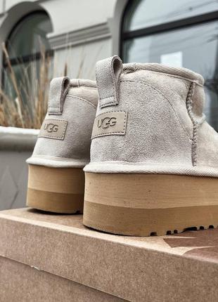 Ugg ultra mini light grey suede platform4 фото