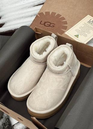 Ugg ultra mini light grey suede platform6 фото