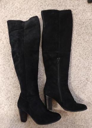 Натуральні замшеві чоботи ботфорти