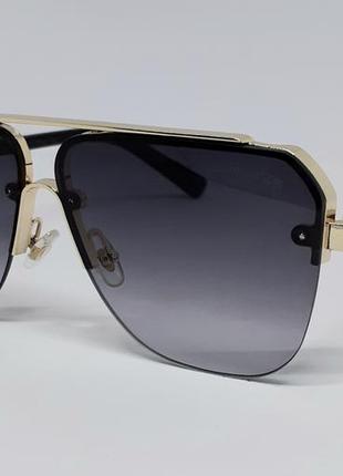 Louis vuitton очки мужские солнцезащитные темно серый градиент в золотой металлической оправе