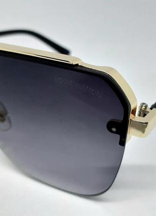 Louis vuitton очки мужские солнцезащитные темно серый градиент в золотой металлической оправе3 фото