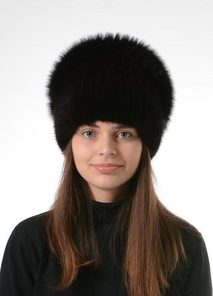 Женская вязаная норковая шапка2 фото