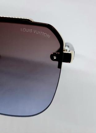 Louis vuitton очки мужские солнцезащитные классика сине коричневый градиент в золотом металле5 фото
