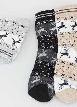 Шкарпетки жіночі махрові з оленями високі 23-25 розмір (36-40 взуття) житомир зимові сірий5 фото
