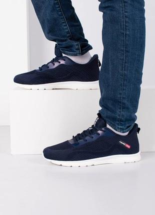 Стильные синие мужские кроссовки из текстиля сетка летние дышащие