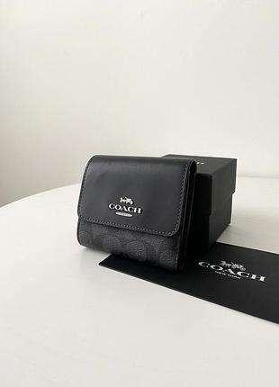 Coach small trifold wallet брендовий шкіряний гаманець кошельок шкіра коуч коач на подарунок дівчині на подарунок дружині