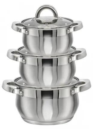 Набір каструль з нержавіючої сталі zauberg 3 предмети zb-234s