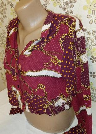Укороченная женская рубашка, укороченный топ блуза, оверсайз рубашка2 фото