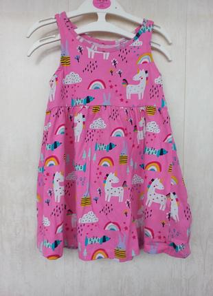 Хлопковое платье в единорожках