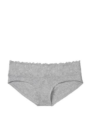 Акція від 3х шт хлопковые трусики хипстеры с кружевом л хл victoria's secret виктория сикрет вікторія сікрет оригинал