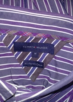Мужская рубашка в полоску фиолетовая на длинный рукав tommy hilfiger3 фото