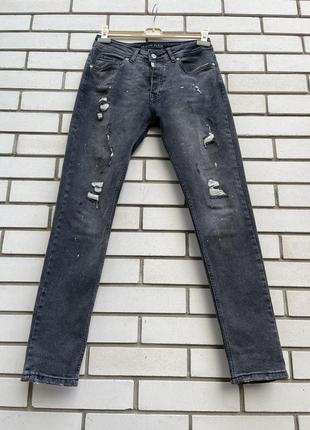 Мужские серые джинсы скинни с потертостями philipp plein3 фото