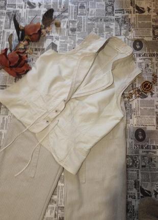 Лляна блузка без рукавів сірого - беживого кольору sandwich 44р. xl