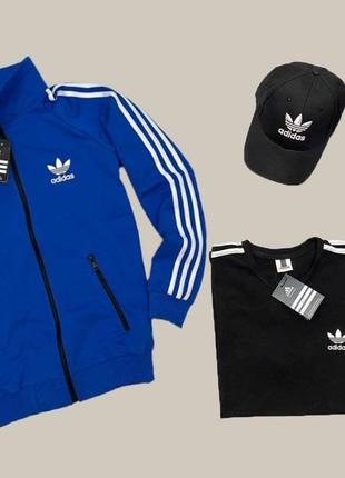 Мужской спортивный костюм adidas: кофта + штаны + футболка + кепка6 фото