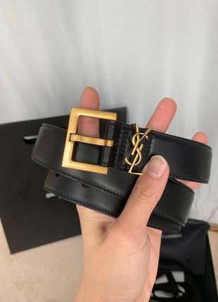 Жіночий чорний шкіряний ремінь yves saint laurent ів сін лоран ysl ysl шкіра ремінь із логотипом пояс9 фото