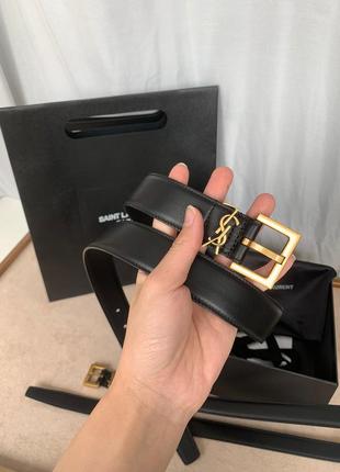 Жіночий чорний шкіряний ремінь yves saint laurent ів сін лоран ysl ysl шкіра ремінь із логотипом пояс7 фото