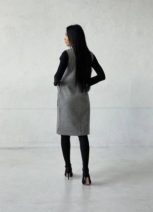Женский сарафан серый графитовый теплый шерстяной зимний миди платье5 фото