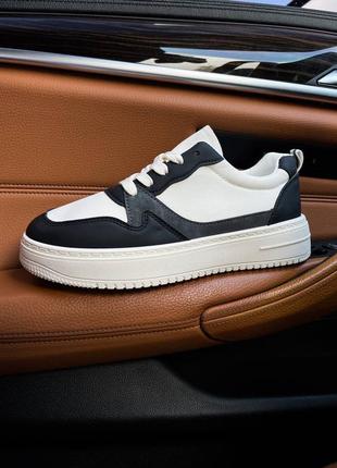 Кросівки жіночі еко шкіра чорні з білим