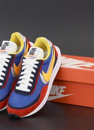 Мужские кроссовки nike ld waffle sacai red blue 41-42-43-44