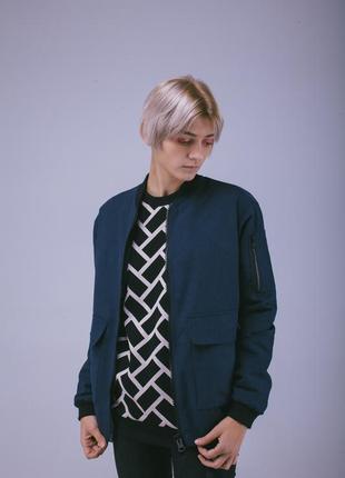 Куртка-бомбер one-eyed унисекс синего цвета