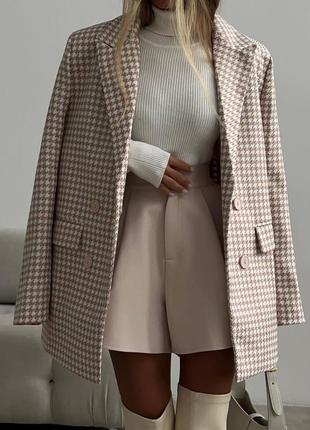 Теплый и стильный твидовый пиджак, цвет: серый, коричневый, розовый, без подкладки, размер: 42-44, 46-48