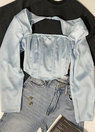 Голубой топ под атлас missguided