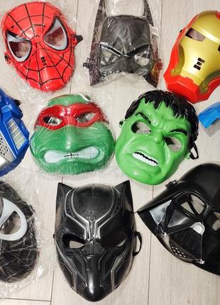 Маска супергерой спайдермен бэтмен халк черная пантера черепашка ниндзя веном железный человек оптимус прайм дарт вейдер чайз