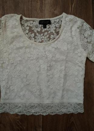 Гюпюровый светлый топ topshop