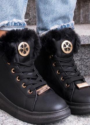 Женские зимние теплые ботинки на шнуровке с бляхой на язычке,36-401 фото