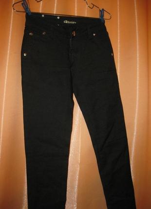 Бавовна80% чорні штани брюки джинси завужені скіни сліми oligarch jeans км1464 низька посадка