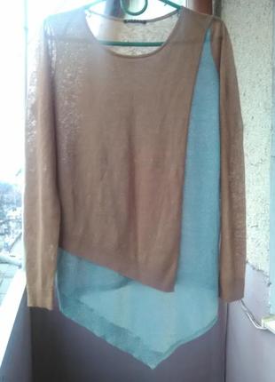 Супер кофточка с люрексовой бирюзовой нижней частью