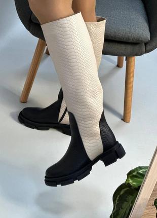 Екслюзивні чоботи труби з італійської шкіри рептилія жіночі