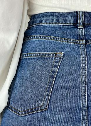 Синя джинсова спідниця міні з необробленим краєм 1+1=35 фото