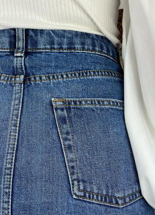 Синя джинсова спідниця міні з необробленим краєм 1+1=36 фото