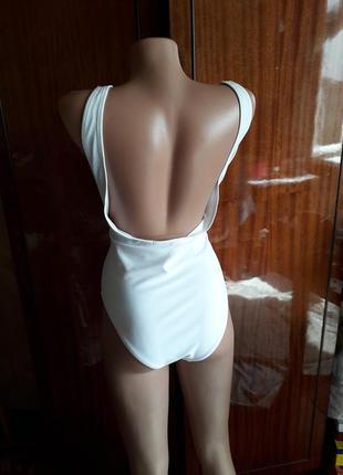 Трэндовый белый смежный/слитный купальник с открытой спиной missguied6 фото