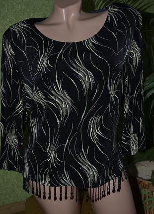 Шикарна блузочка , кофточка , чорна в ошатний принт