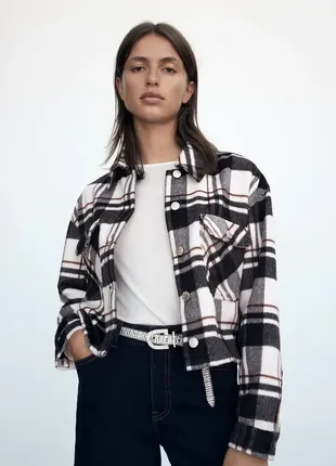 Куртка сорочка в карту піджак вовна zara