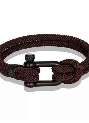 Браслет подвійний із паракорду з карабіном регульований (канат, шнур, мотузка, трос) коричневий, унісекс wuke