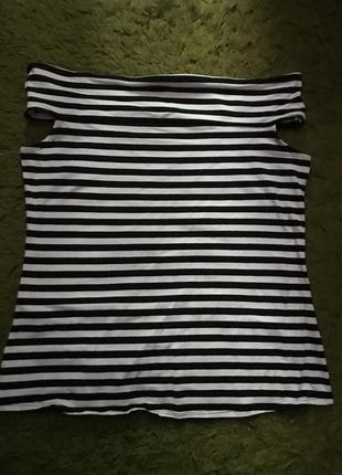 Футболка полосатая с открытыми плечами