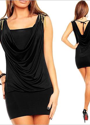 Черное платье с погонами 4