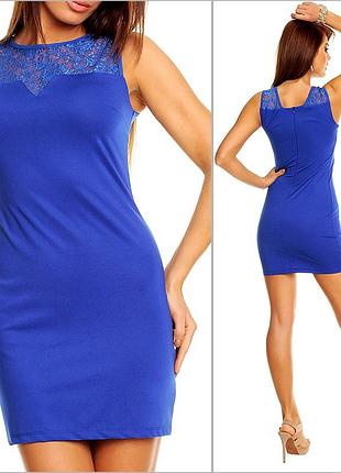 Сукня синя з мереживом