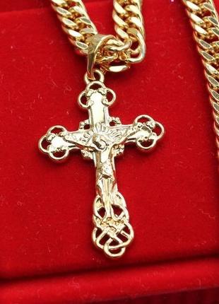 Хрестик xuping jewelry з розп'ємом краю кільцями 3.2 см золотистий